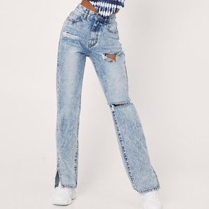 NastyGal Straight distressed jeans